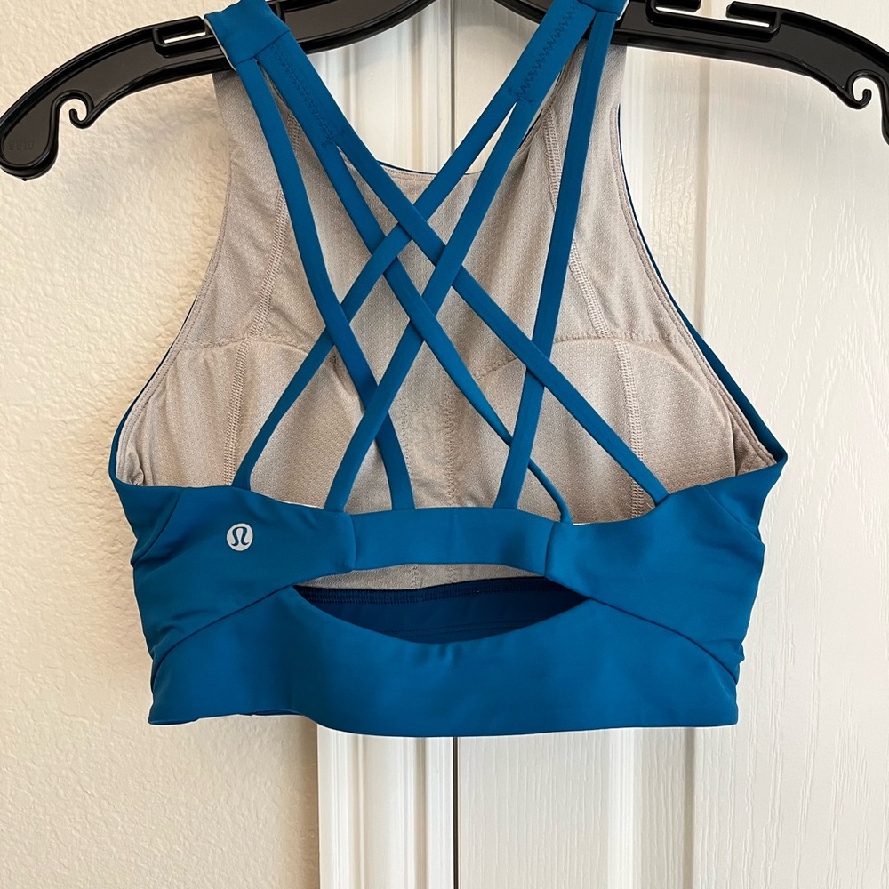 Lululemon Free To Be Serene Bra High Neck Pacific Teal / Teal Blue - Picture 3 of 5